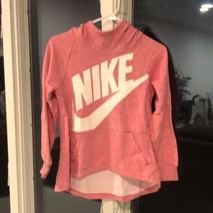 Pink Nike hoodie with white lettering